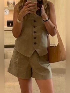 Zara Olive Green Set-Vest and Shorts